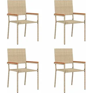 Garten Stapelstühle 4 pcs Creme und Braun - Beige