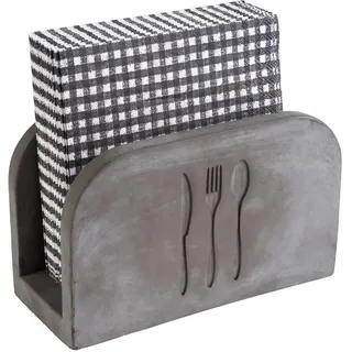 APS 11781 Serviettenhalter „Element“ – Hochwertiger Serviettenständer aus Beton mit Besteck-Muster – für ca. 50 Servietten und mit möbelschonender Unterseite, Beton Grau