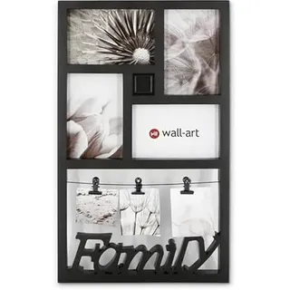 K&L Wall Art Wohnzimmer Bilderrahmen Collage Küche Fotorahmen aus Kunststoff Fotocollage Gallerie Rahmen schwarz für Fotos Bilder Notizen Trockenblumen (27 x 46cm Family)