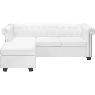 vidaXL Chesterfield-Sofa L-Form Kunstleder Weiß