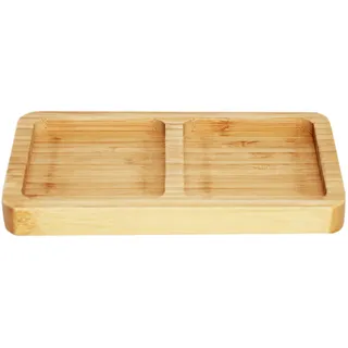 rukauf. Bambus Snack-Schale Servier-Schale Schüssel für Snacks, Nüsse, Kerne, Dipps 2er Fach