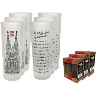 3forCologne Schnapsgläser 6,5cl | 6er Set | Kölner Dom | Pinnchen, Shotgläser, Tequila, Vodka, Obstler, Grappa, in einer schönen Geschenkverpackung mit integr. Pinnchen-Träger.| MADE IN GERMANY
