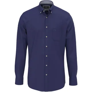 Langarmhemd FYNCH-HATTON, Herren, Gr. L, N-Gr, blau (navy), Jersey, Obermaterial: 100% Baumwolle, unifarben, regular fit taillenbedeckt, Manschette, Hemden Langarmhemd, mit Logo Stickerei