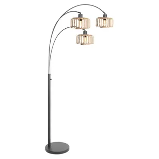 Stehlampe - schwarz - Sparkled Light - bambus metall - bogenlampe - E27 - 4148ZW - Steinhauer - Schwarz