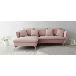 otto home andas Ecksofa »MERLE, 258 cm, L-Form, traumhafter Cord,« mit Bettfunktion und Bettkasten, Liegefläche 224 x 139 rosa