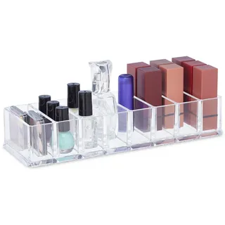 Relaxdays Make-Up-Organizer , Transparent , Kunststoff , 25.5x5x9 cm , Badaccessoires, Kosmetikdosen