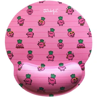 WONDEE Mr Wonderful Gel Mauspad mit Handgelenkauflage Rote Bete Design - Ergonomisches Mousepad mit handauflage das Macht Freude - Geschenke für Mädchen und Frauen
