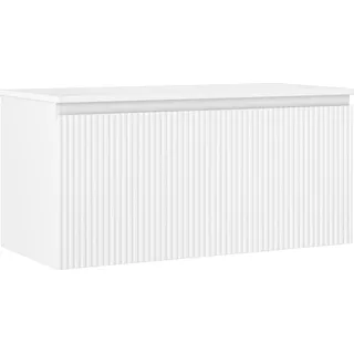 Mexen Rivel 100 cm Unterschrank für Waschtisch mit Platte, 1 Schublade, geriffelt, weiß matt - 91A20-10047-1-BFC01 - Weiß