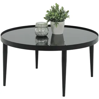 Hela Couchtisch Ron, rund; Glasplatte schwarz, Vierfußgestell Schwarz