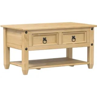 vidaXL Couchtisch Corona mit Schubladen 85/50/45 cm aus Massivholz Kiefer Max. Belastbarkeit 75 Kg , Naturfarben , Holz , Rechteckig,Rechteckig , 85x45x50 cm , Wohnzimmer, Wohnzimmertische, Couchtische