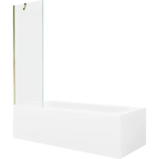 Mexen Vega rechteckige Badewanne 150 x 70 cm mit Verkleidung und 1-flügeliger 60 cm Paravent, transparent, gold - 550115070X950?