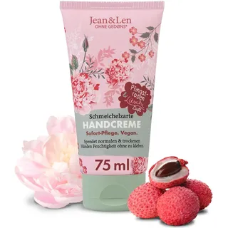 Jean&Len Jean & Len Handcreme Pfingstrose & Litschi, spendet normalen & trockenen Händen Feuchtigkeit, mit Provitamin B5, Shea- und Kakaobutter, vegane Handpflege, ohne Parabene & Silikone, 75 ml