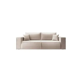 Selsey Schlafcouch Kunstleder 3-Sitzer Beige