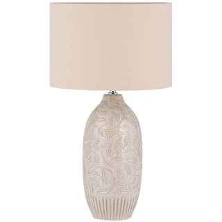 Beliani Tischleuchte Salza 32/32/57 cm , Beige , Keramik , E27 , 32x57x32 cm , Lampen & Leuchten, Innenbeleuchtung, Tischlampen