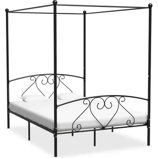 vidaXL Himmelbett Gestell Schwarz Metall 140 x 200 cm - Bettgestell - Bettgestelle - Bettrahmen - Doppelbett - Schwarz
