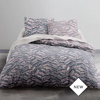 Bettwäsche-Set Geometry, beidseitig, 220 x 240 cm - Weiß, Blau, Grau, Rosa