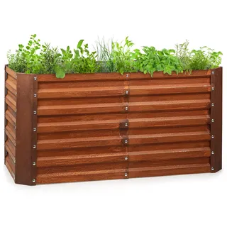 blumfeldt Rust Grow Hochbeet Gartenbeet, verzinktes Stahlblech, Materialstärke: 0,6 mm, einfache Montage, Rost-Finish, 120 x 60 x 60 cm (BxHxT), Rost - Braun