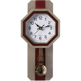 Clockswise Traditionelle Wanduhr aus Kunststoff, rund, Holzoptik, für Wohnzimmer, Küche oder Esszimmer, Beige