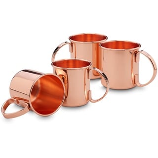 Echtwerk Kupferbecher-Set, Edelstahl-Gläser, Cocktail-Set, Cocktailgläser perfekt für Gin, Vodka, Bier und Kaltgetränke, Geschenkset, 4x Kupferbecher 450 ml, Kupfer