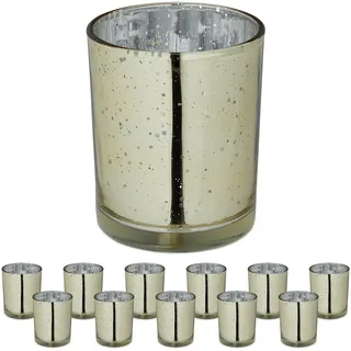 Relaxdays Teelichtglas 8,5 cm Mehrfarbig