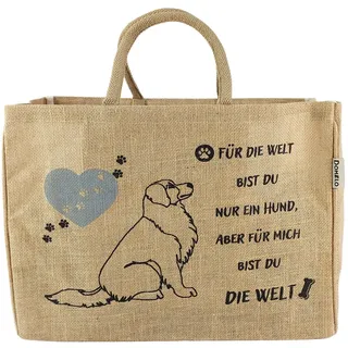 Domelo Einkaufskörbe. Bedruckte Einkaufstasche. Jute Tasche groß. Korbtasche, wasserabweisenden Strandtasche. Jutetaschen Shopper als Shopping bag. Nachhaltige Tragetasche (Hund)
