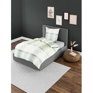 Bierbaum Bettwäsche, 4121, Seersucker, Designed in Germany, grün 30, 155x220 + 80x80 cm, Komfortgröße, Einzel