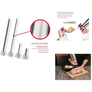 iSi Nadeltüllen für Sahnespender - 4er Set Spritztüllen zum Dekorieren, Füllen & Pikieren - spülmaschinenfeste Edelstahl-Tüllen für iSi Gourmet Whip & iSi Thermo Whip - Made in Austria