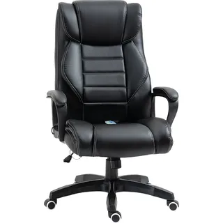 Vinsetto Bürostuhl mit Massage höhenverstellbarer Chefsessel ergonomischer Drehstuhl Gamingstuhl Computerstuhl Massage Sessel 6 Vibrationspunkte Leinen-Gefühl einstellbar PolyurethanSchwarz 64 x 74x112-120 cm - Schwarz