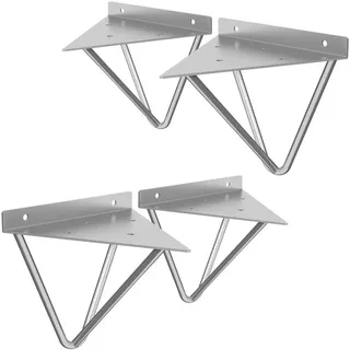 Ml-Design Regalhalterung 2er Set 160mm Grau , Metall , 15.5x17x16 cm , Wohnzimmer, Regale, Wandregale