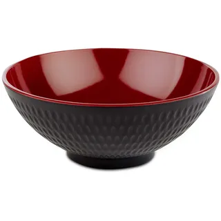 APS Schale „Asia Plus“ aus nahezu unzerbrechlichem Melamin, vielseitig einsetzbare, stapelbare Kunststoffschale, Salatschüssel, schwarz/rot, Ø 20 cm, 1,1 Liter.