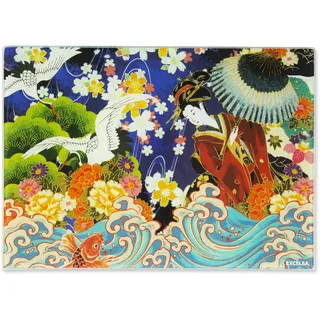 Excelsa Kimono Schneidebrett aus Glas, dekoriert, orientalischer Stil, 25 x 35 cm, mehrfarbig, mit rutschfester Unterseite
