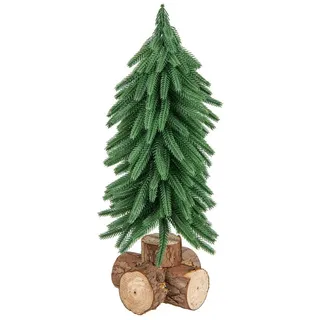 Costway Künstlicher Mini Weihnachtsbaum, 40cm Kleiner Weihnachtsbaum mit Sockel aus Massivholz