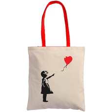 Hole Gadget S.r.l Shopper Baumwolle Damen Banksy Tote Bag Aesthetic Leinwand Tasche 100% Einkaufstasche Natürliche Wiederverwendbare Handwerk Made in Italy des Autors, beige, Medium