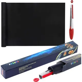 Grijs bakmat, 180 x 40 cm, herbruikbare grillfolie, Teflon, anti-aanbaklaag, zwart - Schwarz
