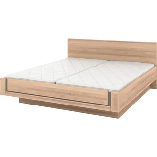 Musterring Holzbett Sorrent, Bettgestell, Bettrahmen, teilmassiv Eiche (MADE IN GERMANY), Eiche teilmassiv, Liegehöhenverstellung, in schwebender Optik braun 200 cm x 220 cm