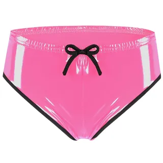 AIEOE Wetlook Tangas Hot Pants Damen Sexy PU Bikini Lack Leder Strings Unterhose Sexy Clubwear Hipster Low Rise Erotik Dessous L