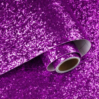 VaryPaper Glitzer Tapete Dunkelviolett Glitzer Folie Selbstklebend 40cmx200cm Klebefolie Möbel Violett Dekofolie Möbelfolie Retro Tapeten Schlafzimmer Badezimmer Schrankfolie Kommode Party Dekoration