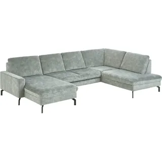 die planbar Wohnlandschaft Polyester U-Form 3-Sitzer amira Salbei