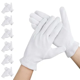 Segbeauty Baumwollhandschuhe Weiß, 6 Paar Neurodermitis Handschuhe, Weiße Handschuhe, Feuchtigkeitsspendende Handschuhe, Handpflege Handschuhe für Übernachtung Schlafenszeit Heilung Ekzem (M)