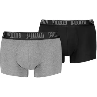 Puma Boxer Trunk Boxershorts Herren, Everyday Unterhose Pant Unterwäsche 2er Pack, Farbe:Black/Grey Melange, Bekleidungsgröße:M