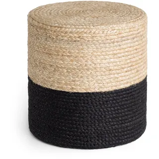 Hanse Home Looma Jute Pouf - Natürlicher Sitz-Pouf aus Jute, Zylindrische Form im Boho Look, Hocker, Ottoman, Sitzhocker, Sitzkissen für Wohnzimmer, Esszimmer, Flur - Natur Gold Schwarz, 40x40x40