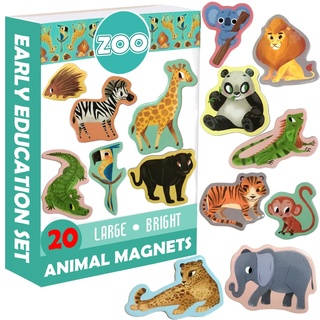 Kühlschrankmagnete kinder MAGDUM Zoo - 20 GROßE Kühlschrank Magnete für Kleinkinder - Kinder magnete - Magnete für magnettafel - Magnete kühlschrank - Magnete kinder - Magnettafel kinder - Magnetspiel