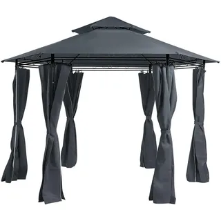 Beliani Gartenpavillon 3,5 x 3,5 m inkl. 6 Seitenteile Grau