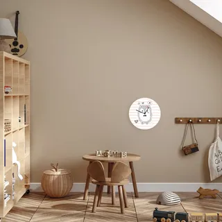 queence Wanduhr »Kleiner Igel mit Blüten« bedruckte Acrylglas Uhr, geräuschlos, 30cm, Kindermotiv, rosa