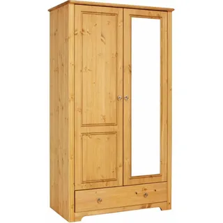 otto home »Hugo« beige (gelaugt, geölt), B:106cm H:190cm T:58cm, Schränke, Kleiderschrank, aus massiver Kiefer im Landhausstil, mit Spiegel,