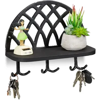 Relaxdays Schlüsselbrett Vintage (27 x 12 x 23 cm) Schwarz