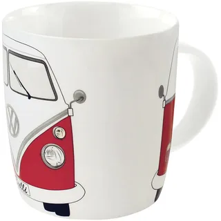 BRISA VW Collection - Volkswagen Große Keramik Kaffee-Tee-Cappuccino-Tasse-Becher-Haferl im T1 Bulli Bus Design (Bus Front/Rot)