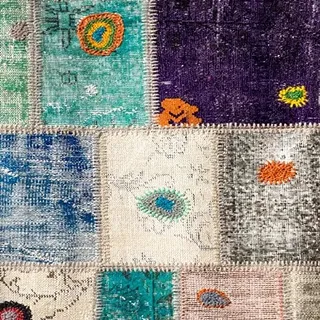 Homemania Teppich, Bedruckt, Trend Patchwork, Dekoration für Haus, rutschfest, für Wohnzimmer, Schlafzimmer, Mehrfarbig aus Polyester, Baumwolle, 100 x 150 cm