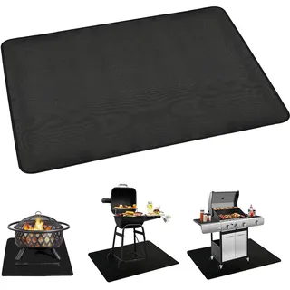 Feuerschale Matte Feuerstelle Unterlage 3 Schicht Große Schwarz Rechteck Feuerstellenmatte Grillmatte Hitzebeständige Matte Schutzfür Grill, Gras, Terrasse Faltbar und Tragbar - Größe 45*37CM