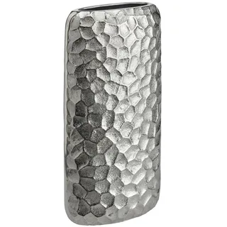 Ambia Home Vase , Nickelfarben , Metall , rechteckig , 15.5x32x7 cm , handgemacht, zum Stellen , Dekoration, Vasen, Metallvasen